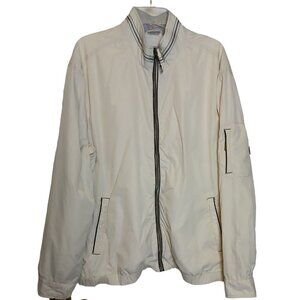 Tommy Bahama Mens XL Jacket Cream Nylon Casual Windbreaker Full Zip Lined #O-13